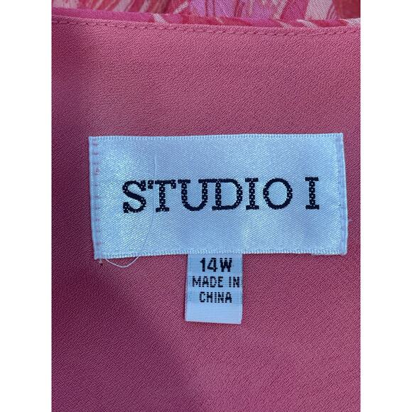 Vintage Studio I Dress Jacket Set 14W Pink Floral Chiffon Spring Cottage Core - Picture 7 of 8